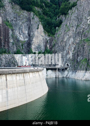 Dam on Vidraru lake, Arges county, Romania Stock Photo