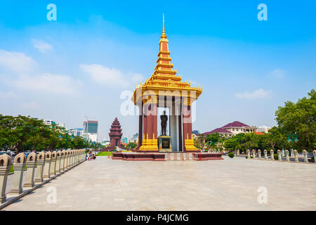 Statue of King Father Norodom Sihanouk is located in Phnom Penh in Cambodia Stock Photo