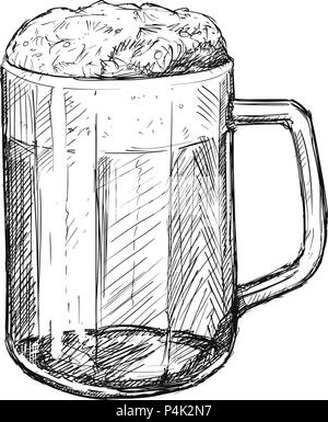Vector Sketch Drawing Illustration of Beer Mug Stock Vector
