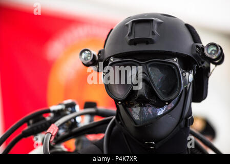 Tactical diving helmet of combat diving suit for police and army diving missions Stock Photo