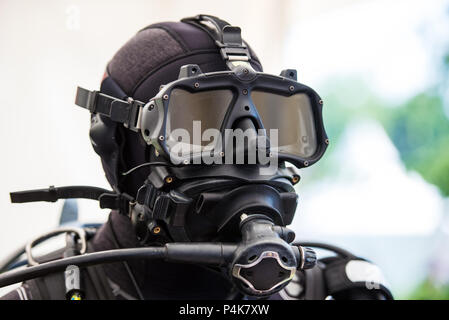 Tactical diving helmet of combat diving suit for police and army diving missions Stock Photo