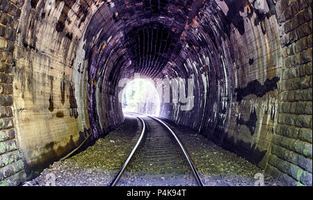Train tunnel with railway - old Stock Photo