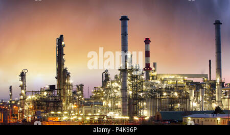 sunset of Petrochemical industry , power plant Stock Photo - Alamy