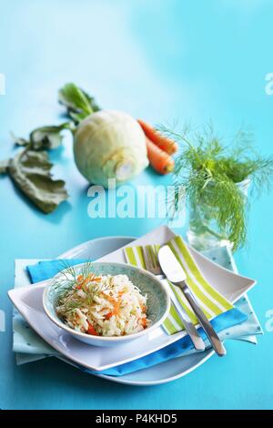 Kohlrabi salad with carrots and fresh dill Stock Photo