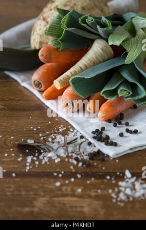 Soup with pepper and sea salt Stock Photo