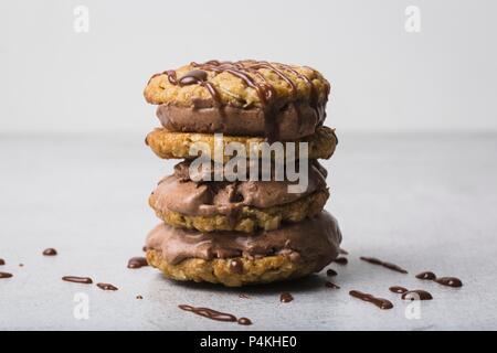 Oat cookie and chocolate ice cream sandwich Stock Photo