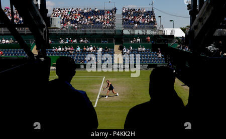 Czech Republic's Barbora Strycova in action during her quarter final against Ukraine's Lesia Tsurenko during day five of the Nature Valley Classic at Edgbaston Priory, Birmingham. Stock Photo