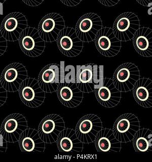 Vector seamless pattern with paths japan umbrellas on black Stock Vector