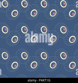 Vector seamless pattern with paths japan umbrellas on dark blue Stock Vector