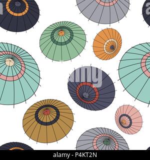 Vector seamless pattern with colourful japan umbrellas Stock Vector