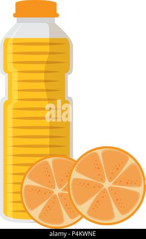 juice fruit bottle with oranges vector illustration design Stock Vector