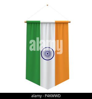 India flag cloth hanging banner. 3D Rendering Stock Photo