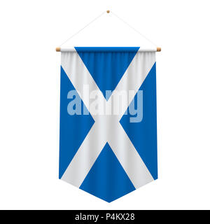 Scotland flag cloth hanging banner. 3D Rendering Stock Photo