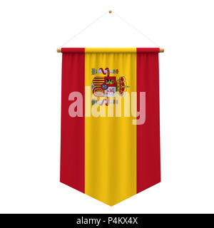 Spain flag cloth hanging banner. 3D Rendering Stock Photo