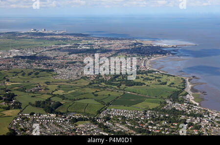 aerial view of Morecambe Bay and the Lancashire coast, UK Stock Photo