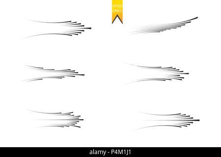 Set speed lines isolated set. Motion effect for your design. Black lines on white background. Vector Stock Vector