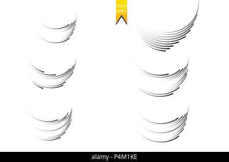 Set speed lines isolated set. Motion effect for your design. Black lines on white background. Vector Stock Vector