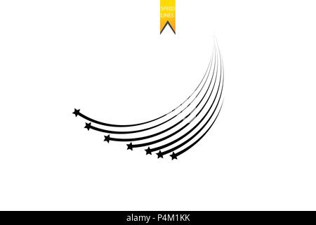 Abstract Falling Star - Black Shooting Star with Elegant Star Trail on White Background - Meteoroid, Comet, Asteroid, Stars Stock Vector
