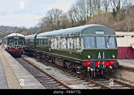 DMU 101 driving motor brake on the Ecclesbourne Valley Railway at Wirksworth in the station. Stock Photo