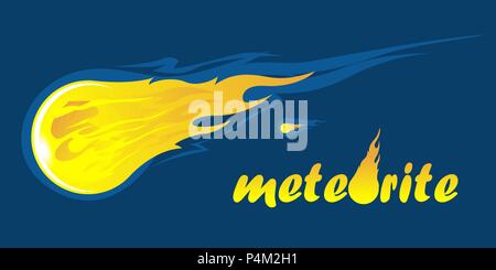 Falling meteorite with inscription  Stock Vector