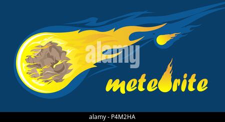 Falling meteorite with inscription  Stock Vector