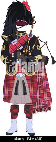 Vector scottish traditional clothing with bagpipes Stock Vector