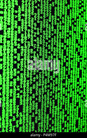 Macro of password selection on the monitor of the office computer. The concept of hacking the protection of a personal data keeper. The stream of supp Stock Photo