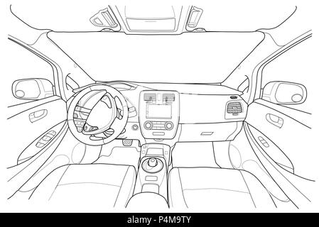 The machine inside. The interior of the electromobile vehicle with ...