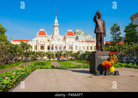 Ho Chi Minh City Hall or Saigon City Hall or Committee Head office is a building in a French colonial style in Ho Chi Minh, Vietnam Stock Photo