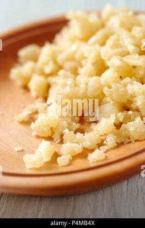 Tyrolean grey cheese, grated Stock Photo
