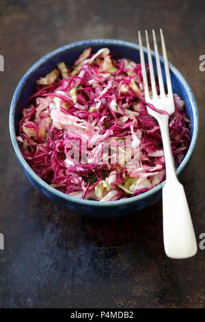 Red and white cabbage salad Stock Photo