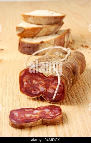 Soppressata di Martina Franca (Salami from Calabria, Italy) Stock Photo