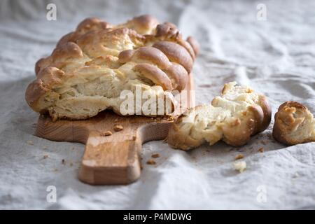 Sweet vegan braided yeast bread Stock Photo