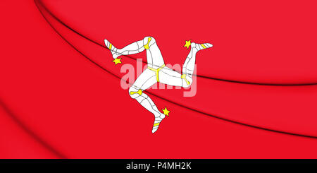 3D Flag of Isle of Mann. 3D Illustration. Stock Photo