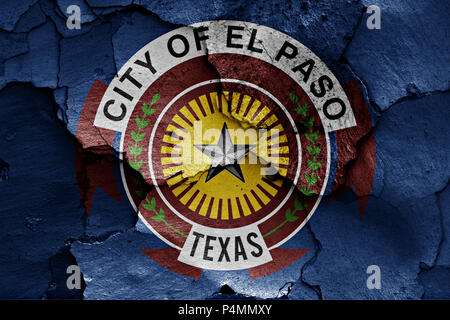 flag of El Paso on cracked wall Stock Photo