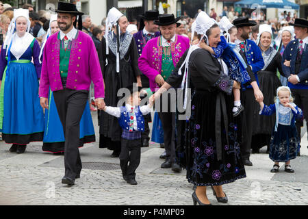 Dancers from Plougastel-Daoulas wearing the traditional costume . Plougastel Daoulas.Finistère. Brittany. France Stock Photo