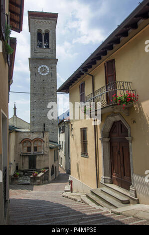 the narrow streets of Torno, an ancient village overlooking Como Lake, Italy Stock Photo