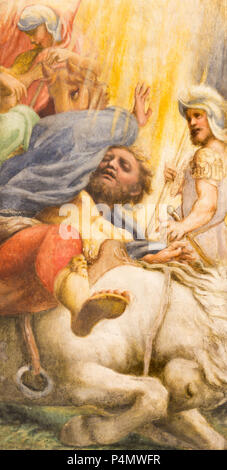 PARMA, ITALY - APRIL 15, 2018: The fresco of Conversion of St. Paul in church Chiesa di San Giovanni Evangelista by Correggio and his scholars Stock Photo