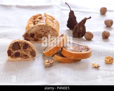 Fruit bread with walnuts Stock Photo