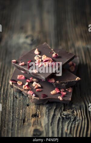 Pieces of chocolate with dried cranberries