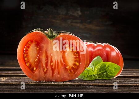 A beefsteak tomato, sliced Stock Photo