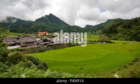 Traditional Vietnamese village with rice fields in the countryside of Sapa area in Vietnam, Asia Stock Photo