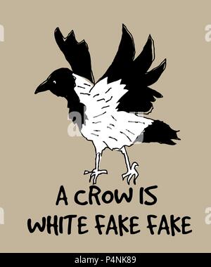 White crow sign fake poster Stock Vector