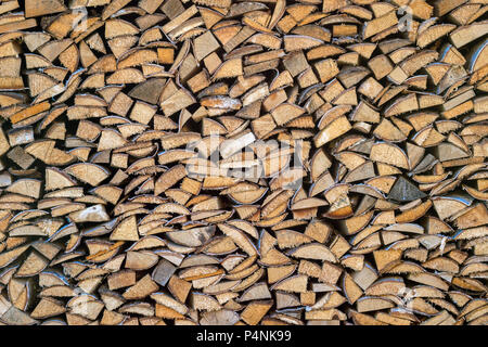 Firewood Dry firewood in a pile for furnace kindling. Firewood textured. Stock Photo