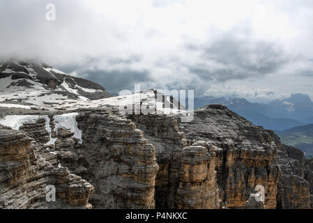 View of Dolomites from Sass Pordoi Terrace Stock Photo