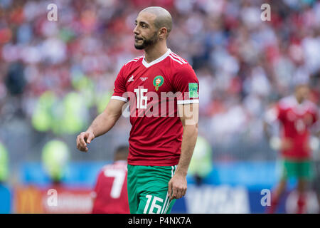 Noureddine AMRABAT (MAR) is disappointed after the final whistle, disappointed, disappointed, disappointed, sad, frustrated, frustrated, late, half figure, half figure, Portugal (POR) - Morocco (MAR) 1: 0, preliminary round, group B, game 19, on the 20.06.2018 in Moscow; Football World Cup 2018 in Russia from 14.06. - 15.07.2018. | usage worldwide Stock Photo