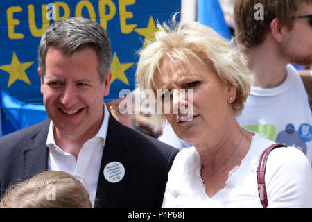 People's Vote march London, UK -  23rd June 2018 - Conservative MP Anna Soubry at the front of the protestors march in Pall Mall en route Whitehall to demand a People's Vote a second vote on the final Brexit deal - Steven May /Alamy Live News Stock Photo