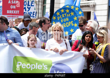 People's Vote march London, UK  23rd June 2018 - Conservative MP Anna Soubry at the front of the protestors march in Pall Mall en route Whitehall to demand a People's Vote a second vote on the final Brexit deal - Steven May /Alamy Live News Stock Photo