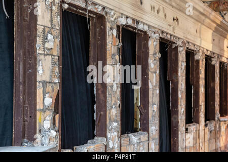 Detroit, Michigan USA - 22 June 2018 - Ticket windows at the Michigan Central railroad station. Ford Motor Co. invited the public to visit after purchasing the landmark. The 100-year-old Beaux-Arts station was neglected and vandalized after the last train left in 1988. Credit: Jim West/Alamy Live News Stock Photo