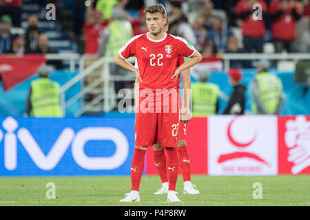 Kaliningrad, Russland. 23rd June, 2018. Adem LJAJIC (SRB) is disappointed, showered, decapitation, disappointment, sad, frustrated, frustrated, late, whole figure, Serbia (SRB) - Switzerland (SUI) 1: 2, Preliminary Round, Group E, Game 26, on 06/22/2018 in Kaliningrad; Football World Cup 2018 in Russia from 14.06. - 15.07.2018. | usage worldwide Credit: dpa/Alamy Live News Stock Photo